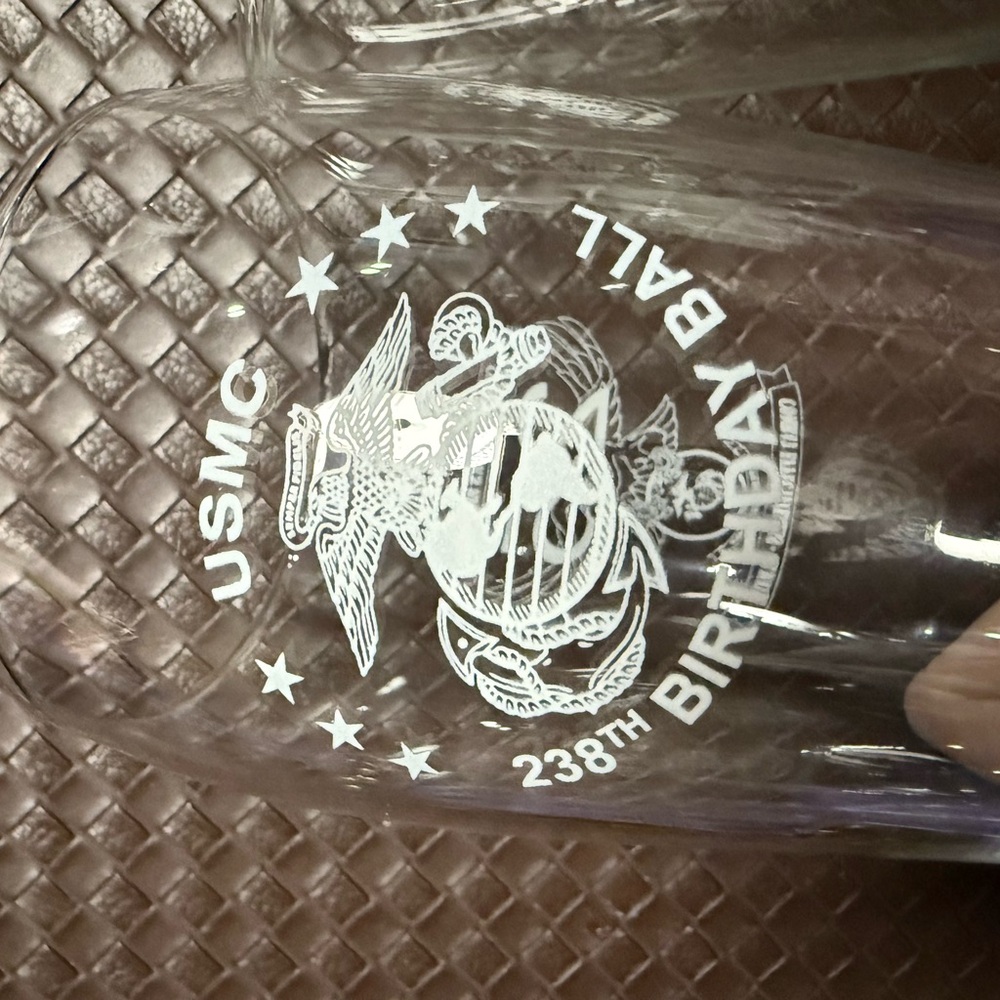 USMC 238 Birthday Ball Pilsner Glass Set Combat Logistics Regiment 25 - Picture 5 of 5